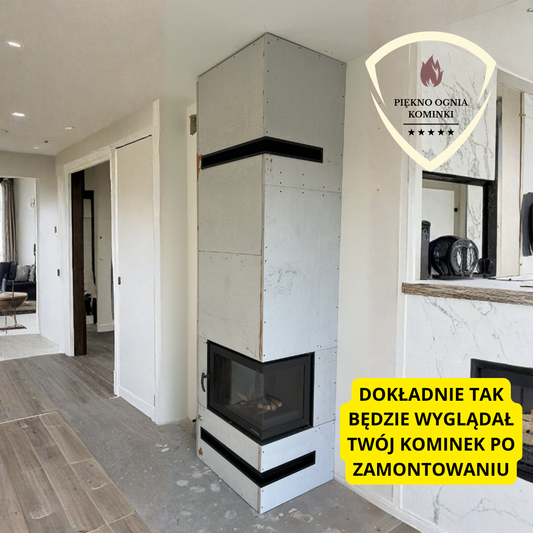 Wkład kominkowy żeliwny PRAWY-kompletny zestaw montażowy z płytami SKAMOL