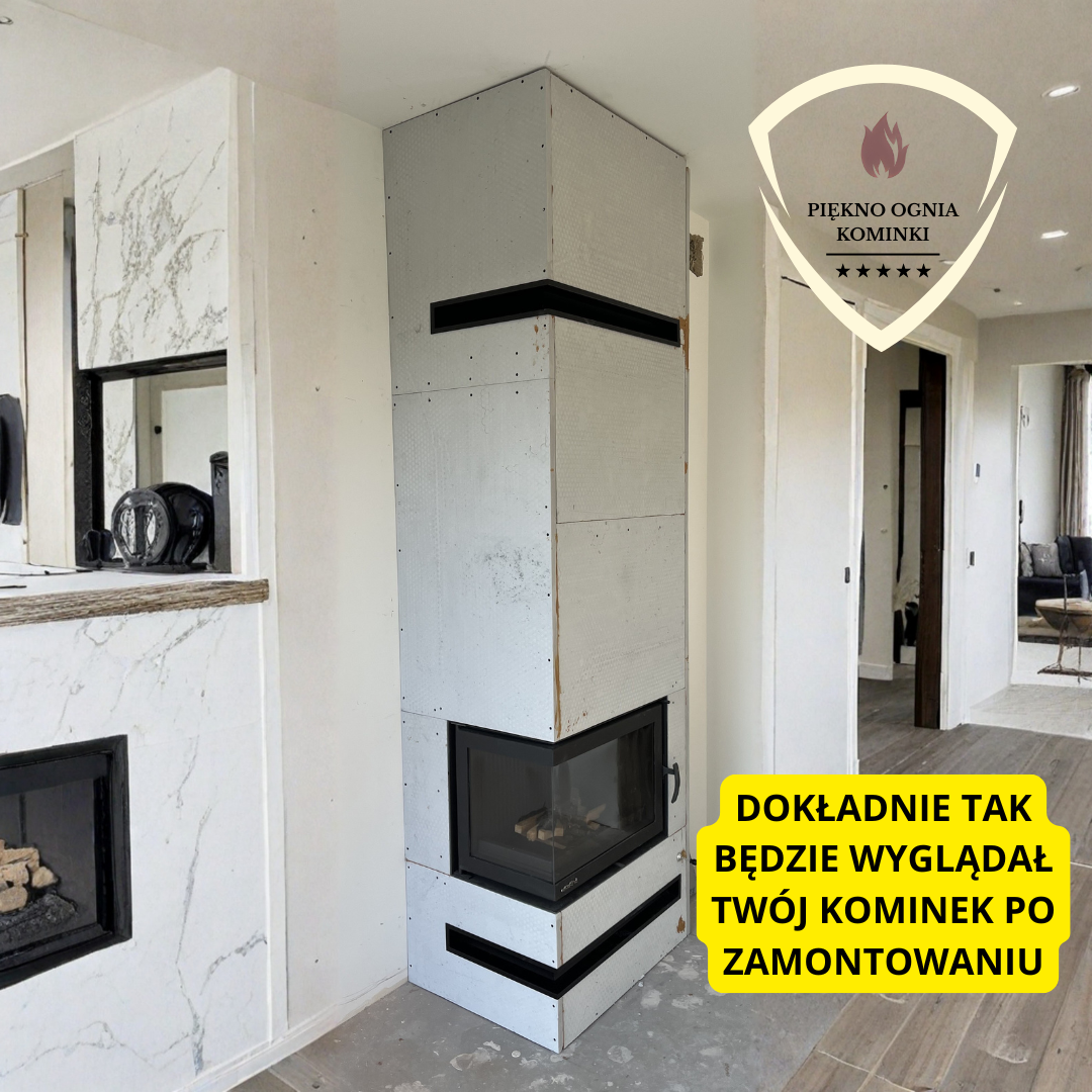 Wkład kominkowy żeliwny LEWY - kompletny zestaw montażowy z płytami SKAMOL